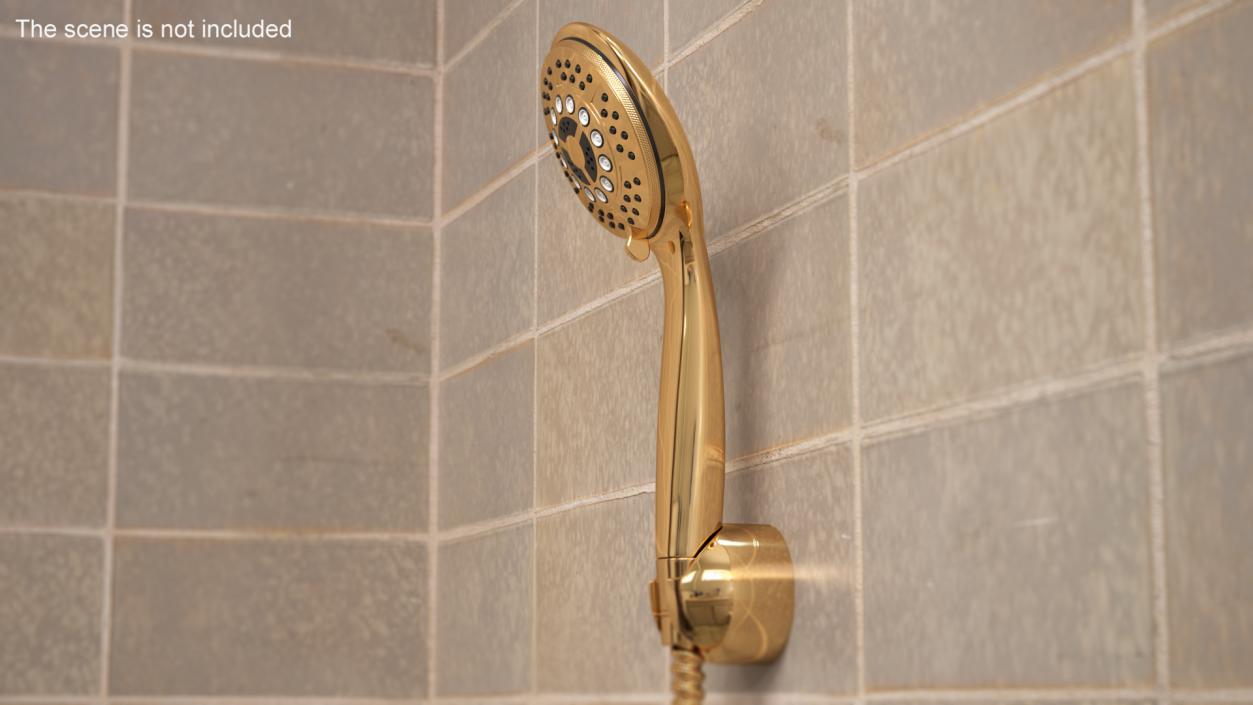 3D Gold Nozzles Dark Handheld Shower Head model