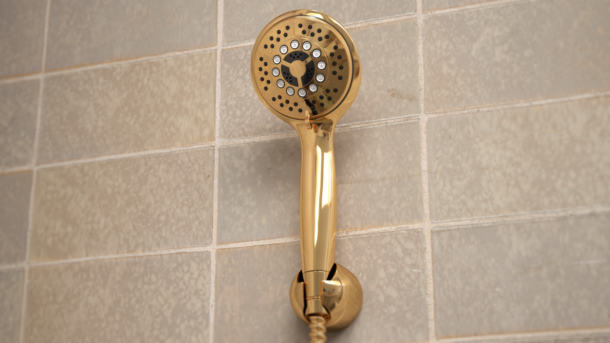 3D Gold Nozzles Dark Handheld Shower Head model