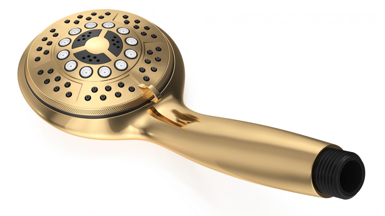 3D Gold Nozzles Dark Handheld Shower Head model