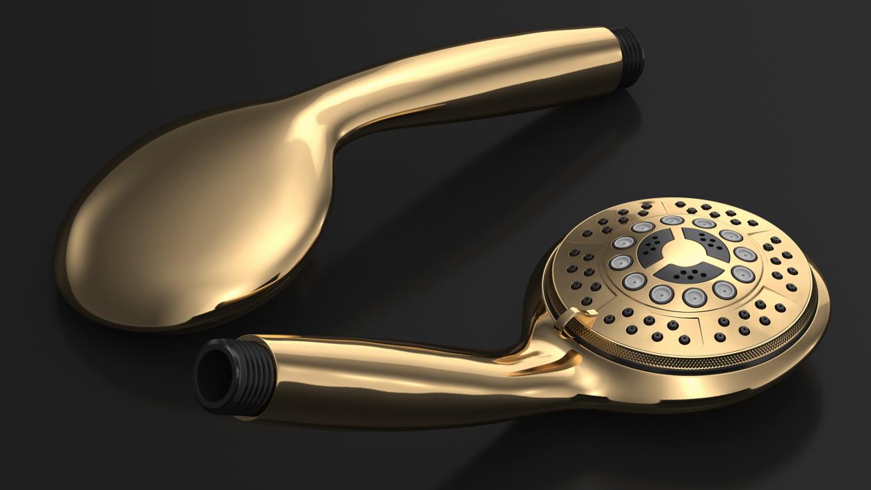 3D Gold Nozzles Dark Handheld Shower Head model