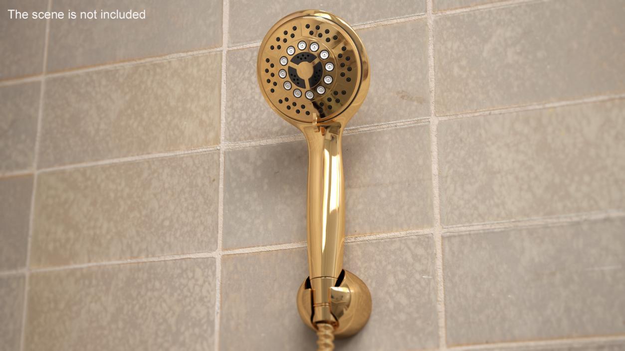 3D Gold Nozzles Dark Handheld Shower Head model