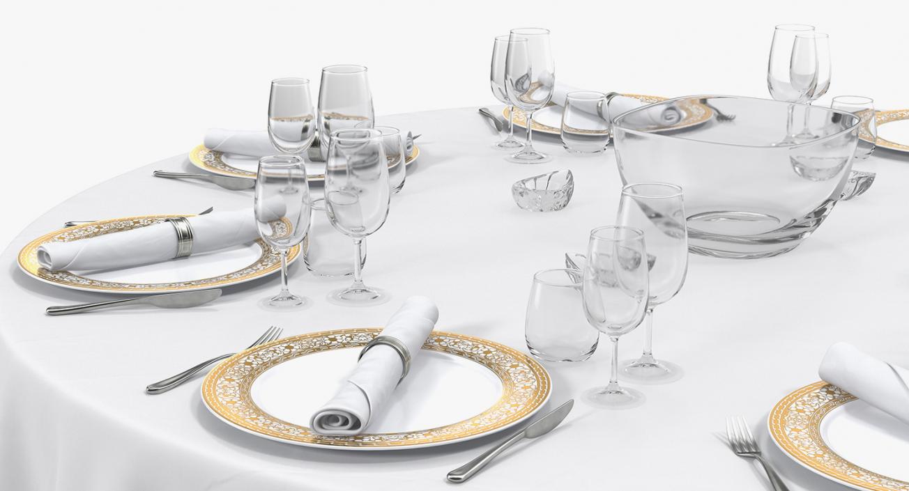 3D model Round Dining Served Table