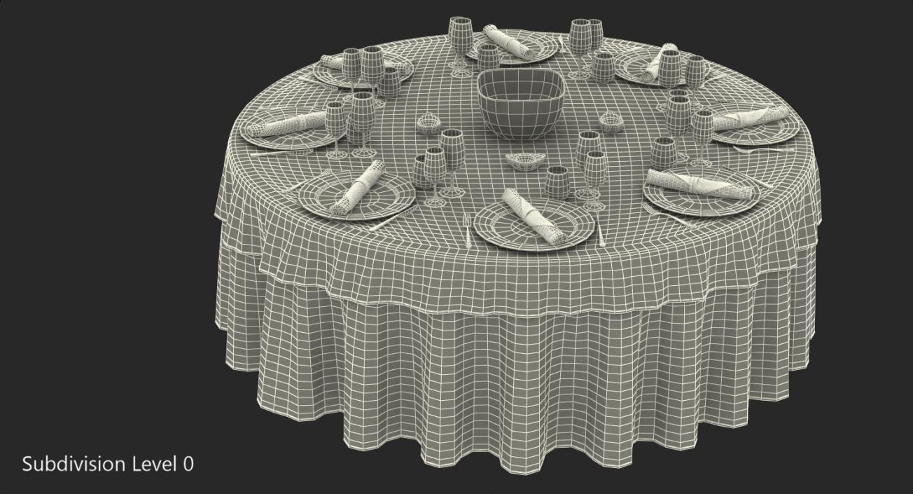 3D model Round Dining Served Table