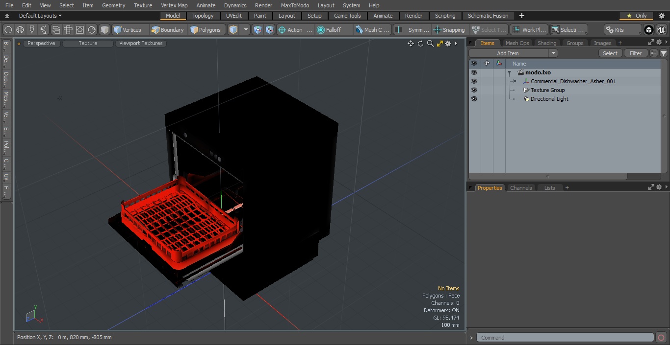 Commercial Dishwasher Asber 3D