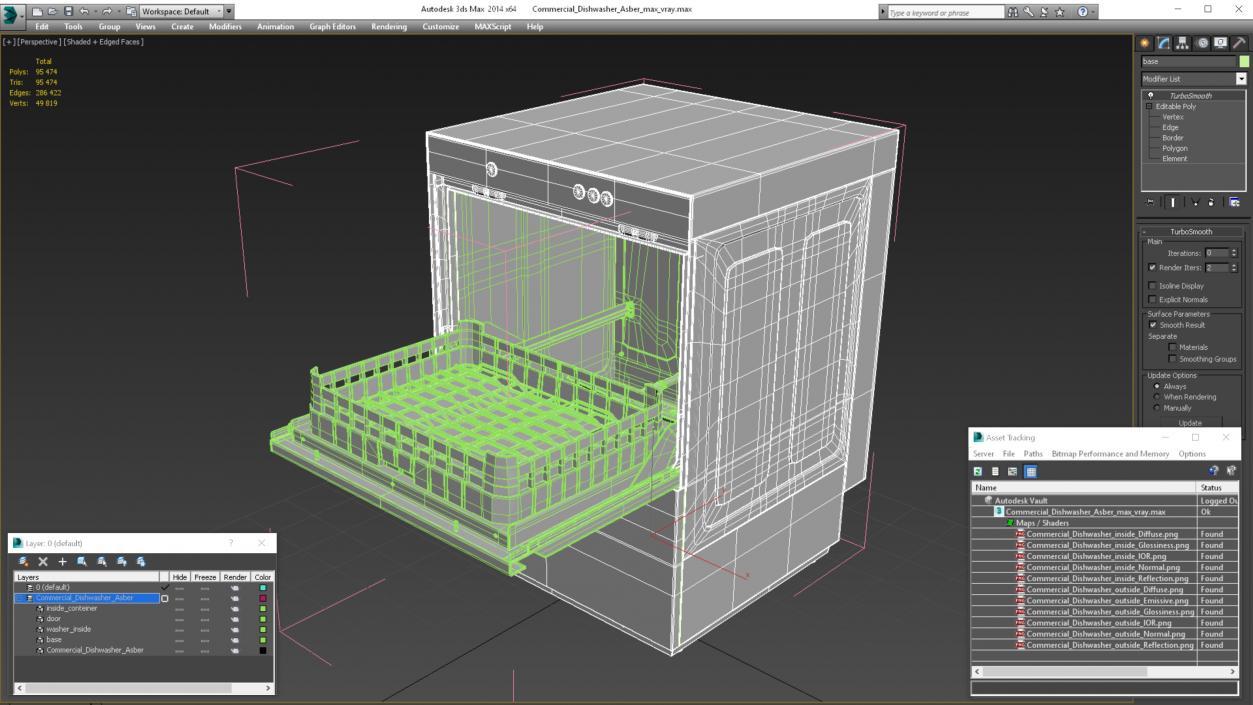 Commercial Dishwasher Asber 3D