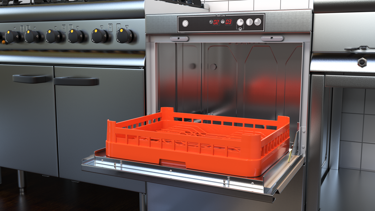 Commercial Dishwasher Asber 3D