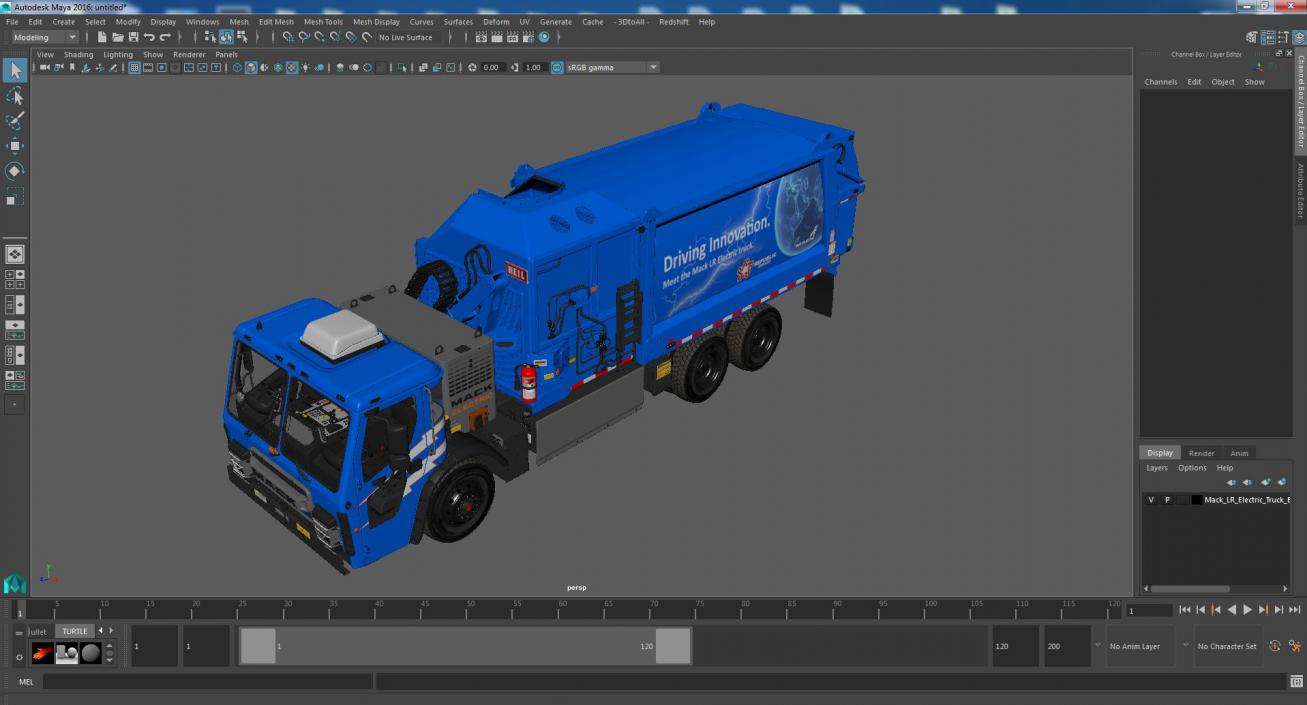 Mack LR Electric Truck Blue 3D