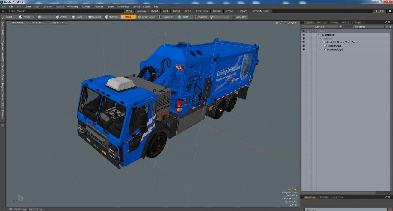 Mack LR Electric Truck Blue 3D