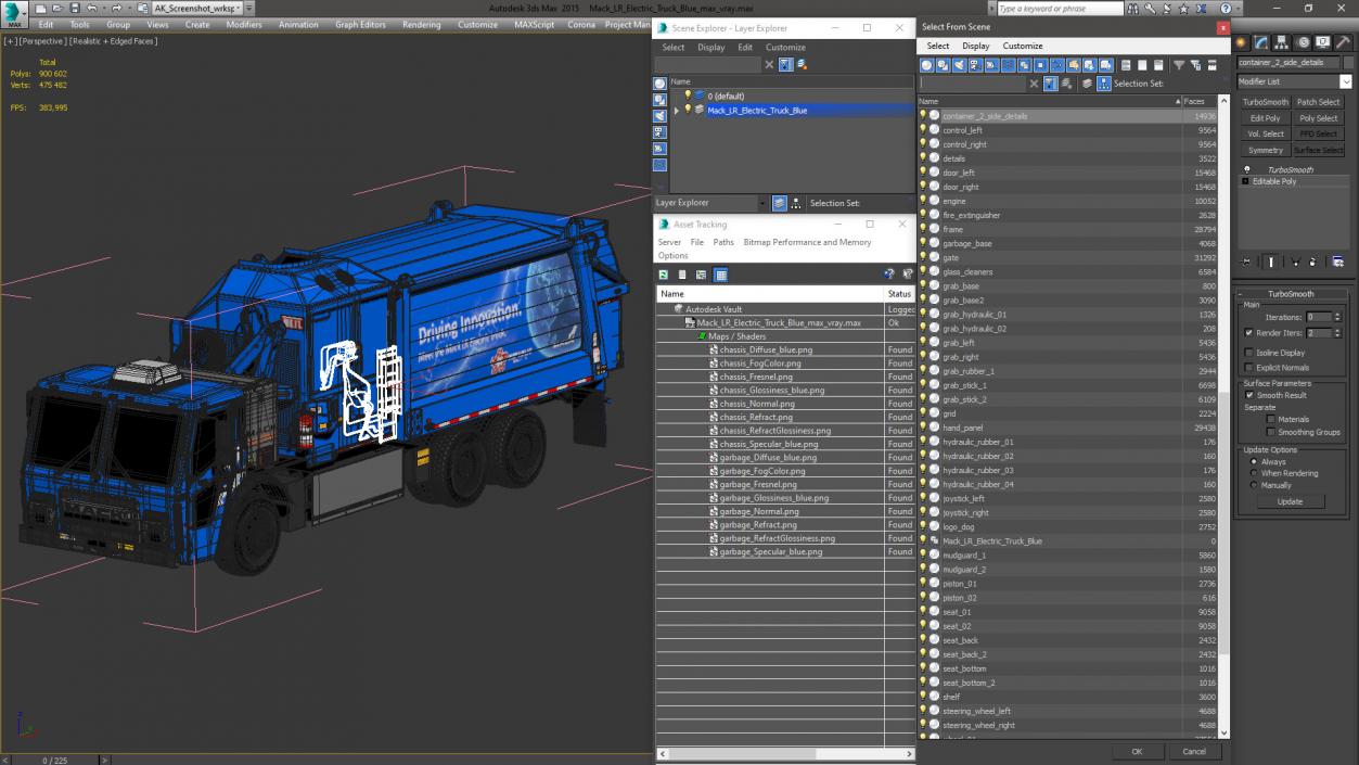 Mack LR Electric Truck Blue 3D