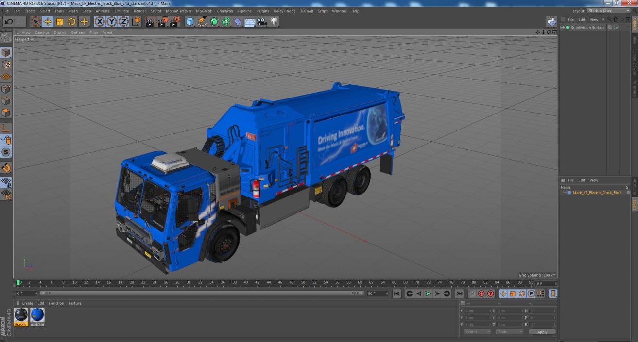 Mack LR Electric Truck Blue 3D