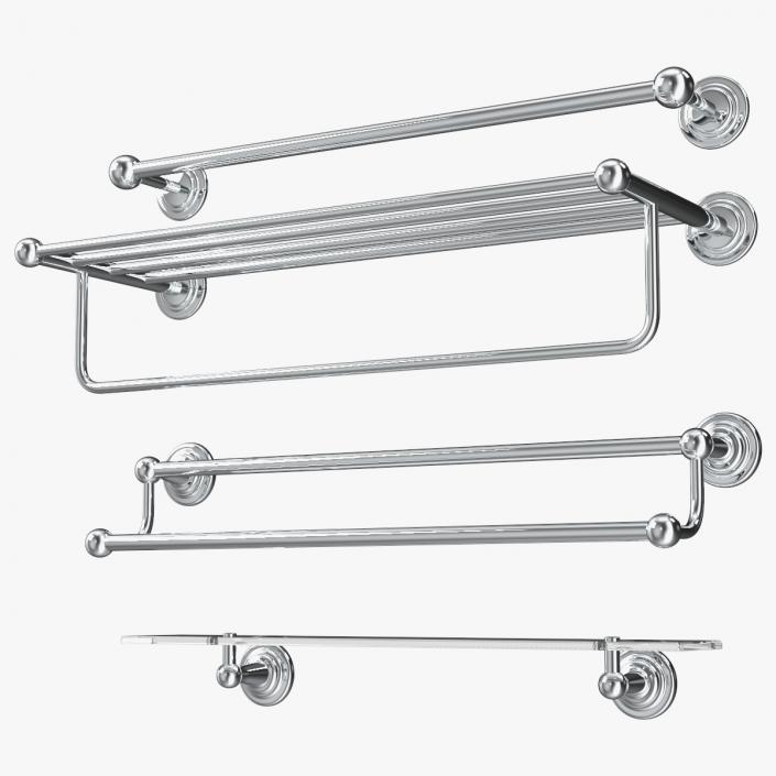 3D Bathroom Towel Shelves Set Chrome model