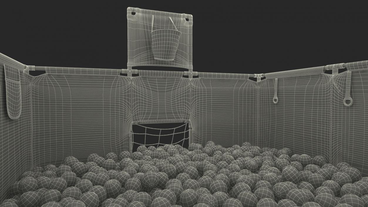 Grey Baby Playpen Full of Plastic Balls 3D model