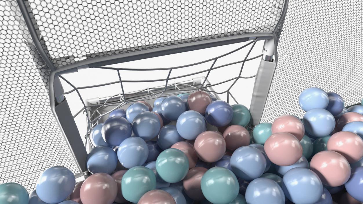 Grey Baby Playpen Full of Plastic Balls 3D model