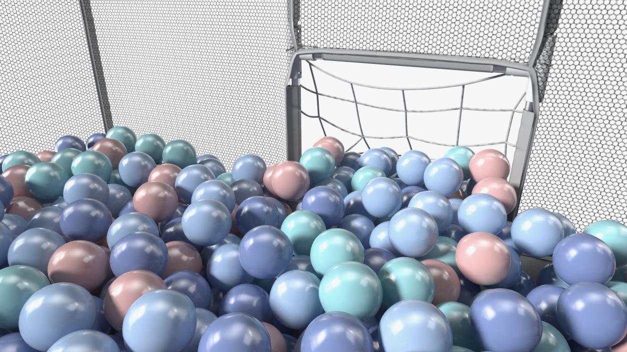 Grey Baby Playpen Full of Plastic Balls 3D model