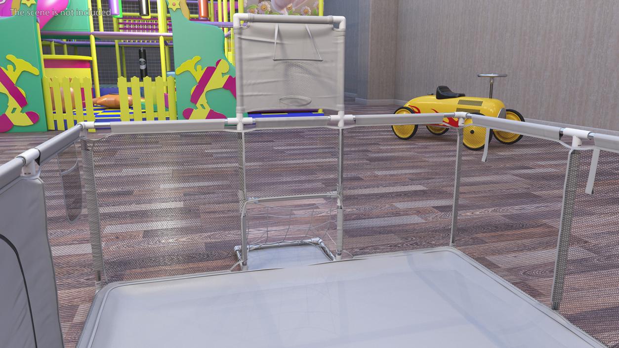 Grey Baby Playpen Full of Plastic Balls 3D model