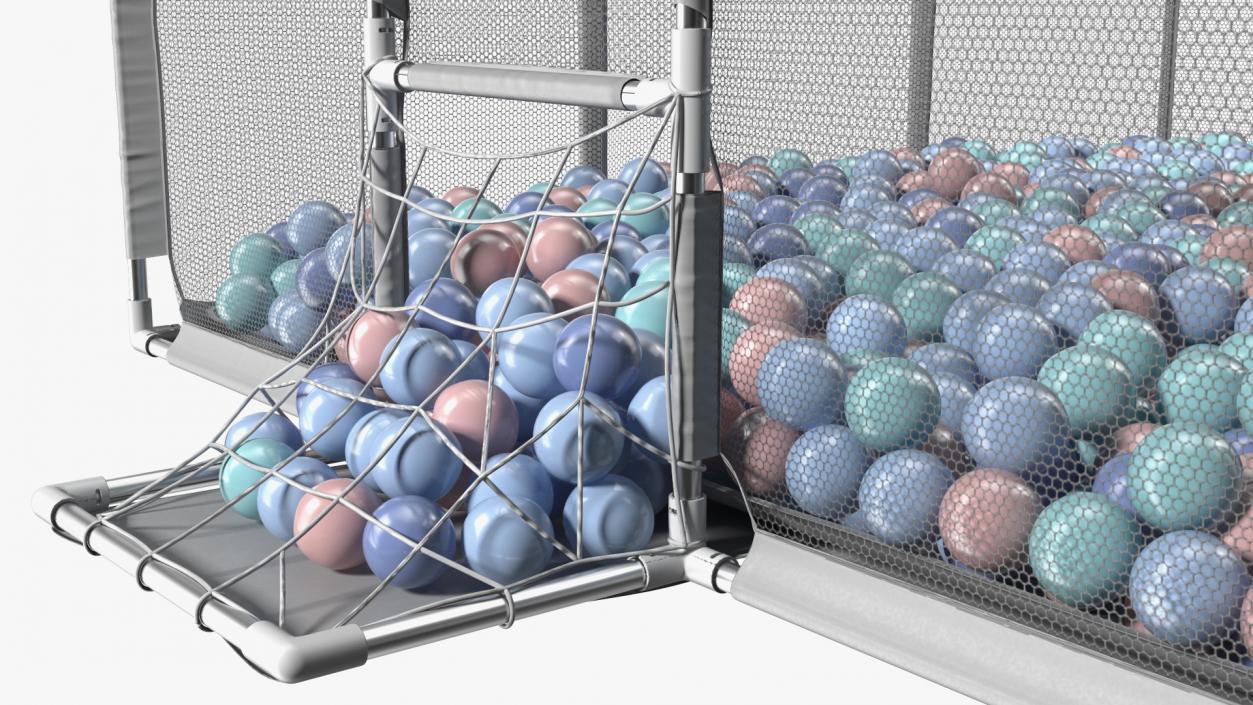 Grey Baby Playpen Full of Plastic Balls 3D model