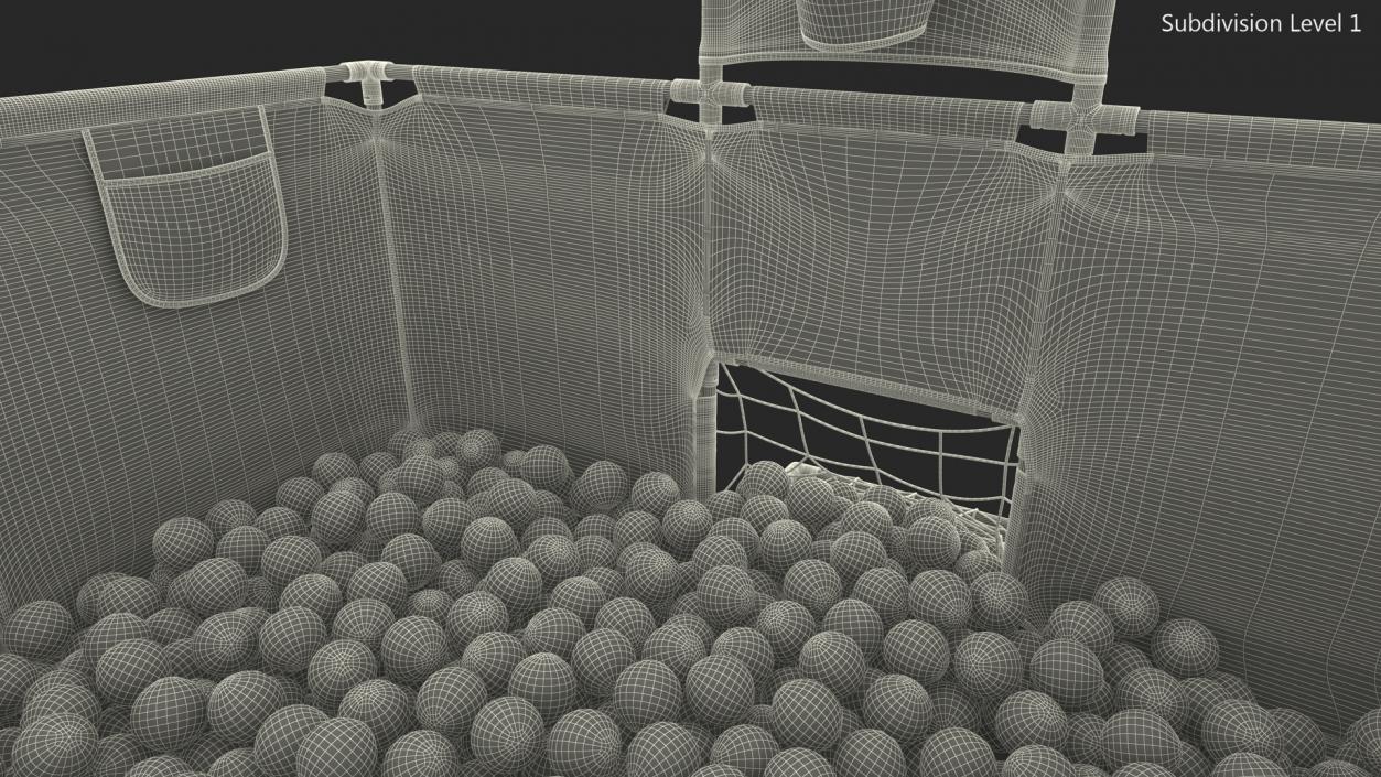 Grey Baby Playpen Full of Plastic Balls 3D model