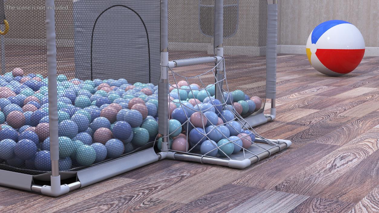 Grey Baby Playpen Full of Plastic Balls 3D model