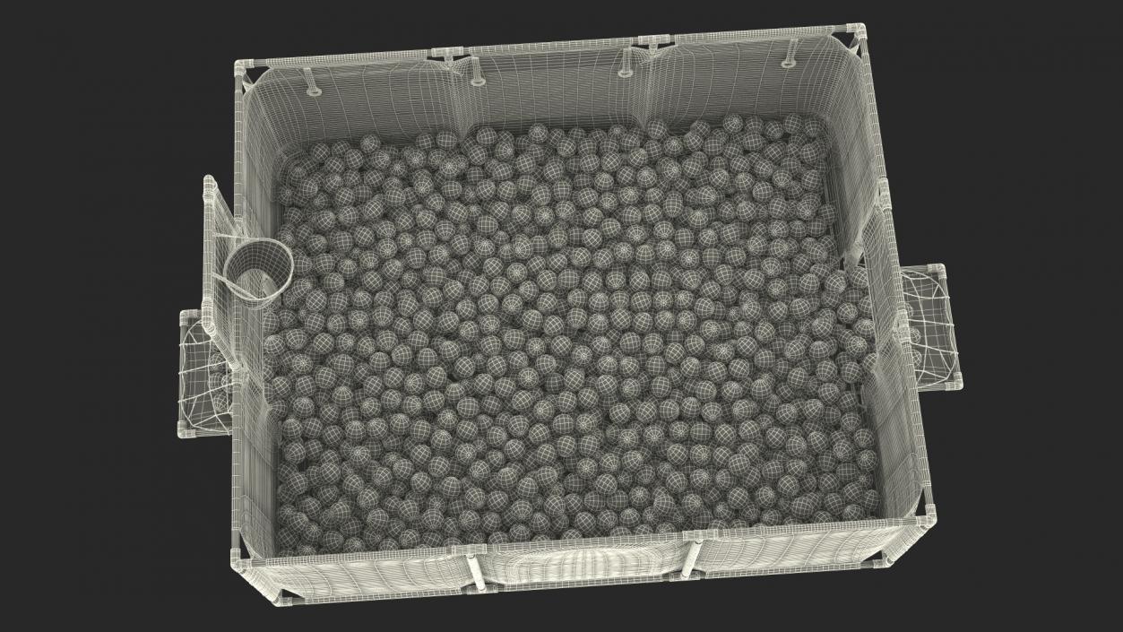 Grey Baby Playpen Full of Plastic Balls 3D model