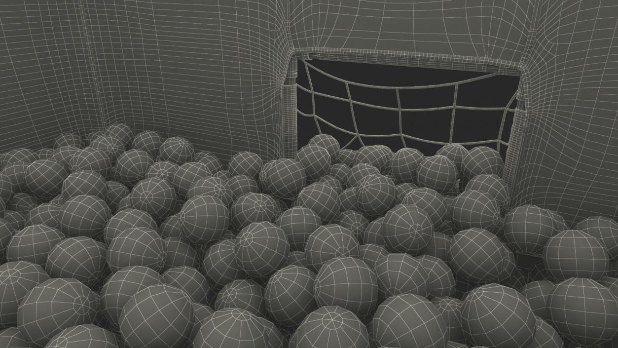 Grey Baby Playpen Full of Plastic Balls 3D model