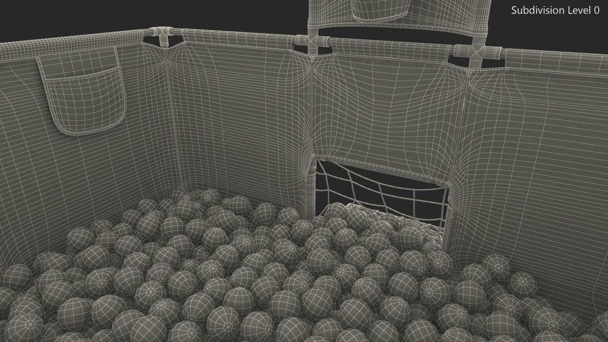 Grey Baby Playpen Full of Plastic Balls 3D model