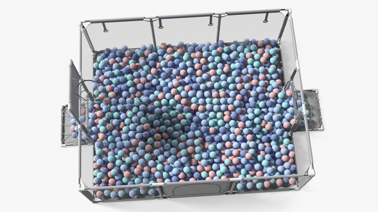 Grey Baby Playpen Full of Plastic Balls 3D model