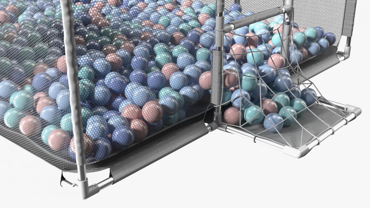 Grey Baby Playpen Full of Plastic Balls 3D model