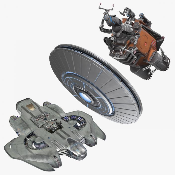 3D model Sci Fi Spacecraft Rigged Collection