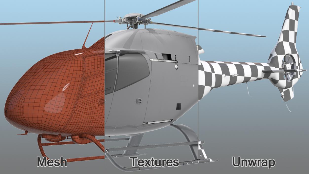 3D Lightweight Helicopter Simple Interior model