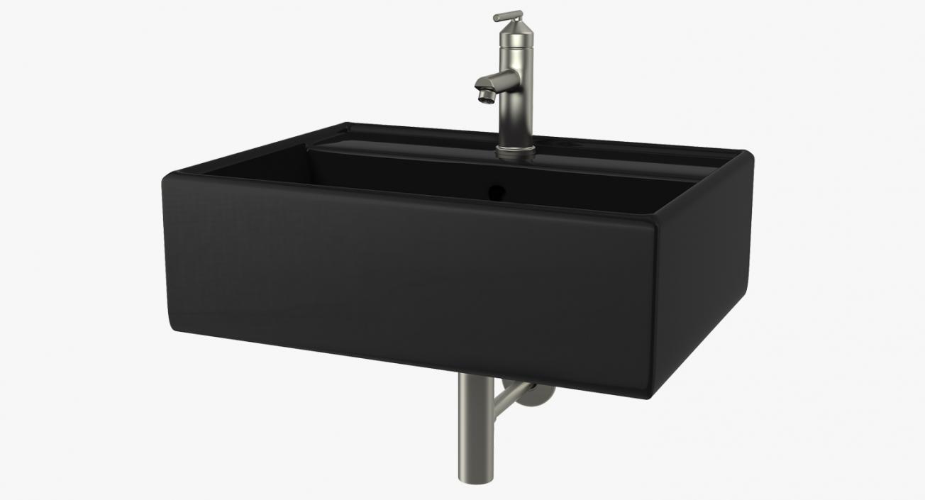 3D Bathroom Sink Modern Square Black model