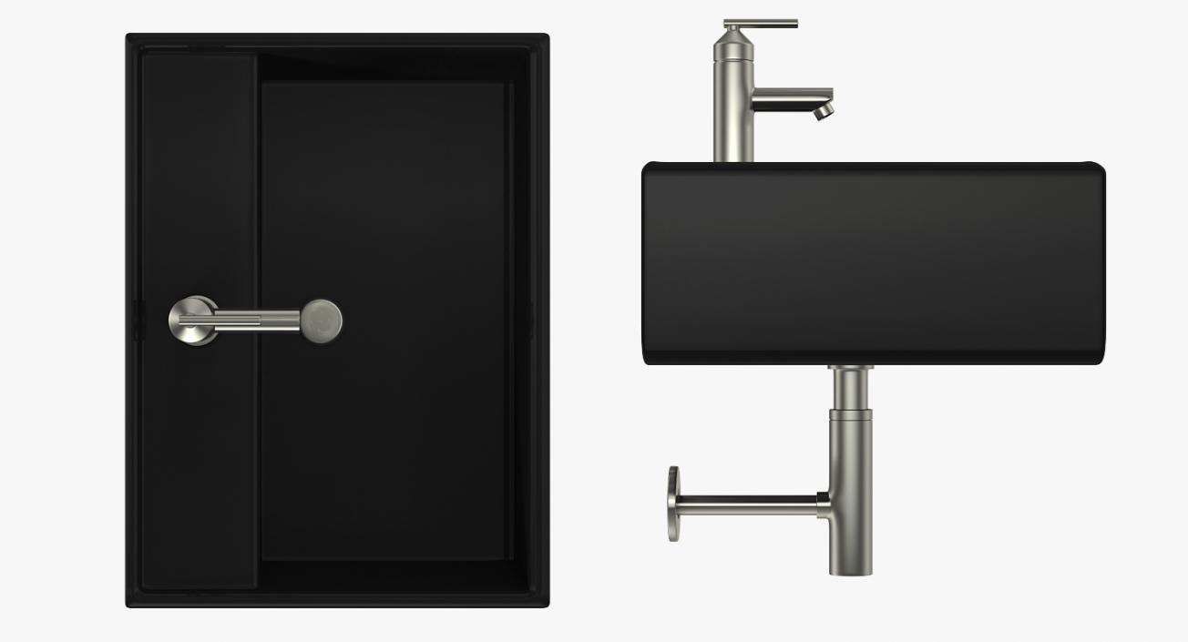 3D Bathroom Sink Modern Square Black model