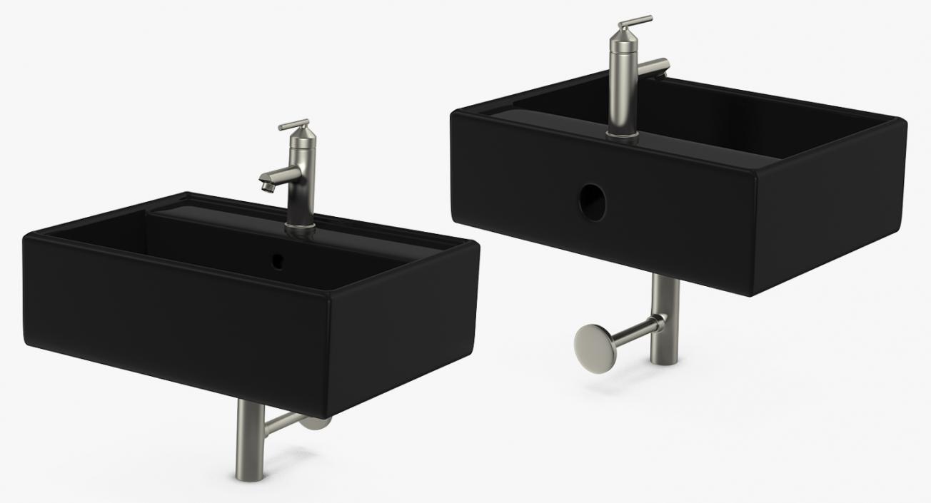 3D Bathroom Sink Modern Square Black model