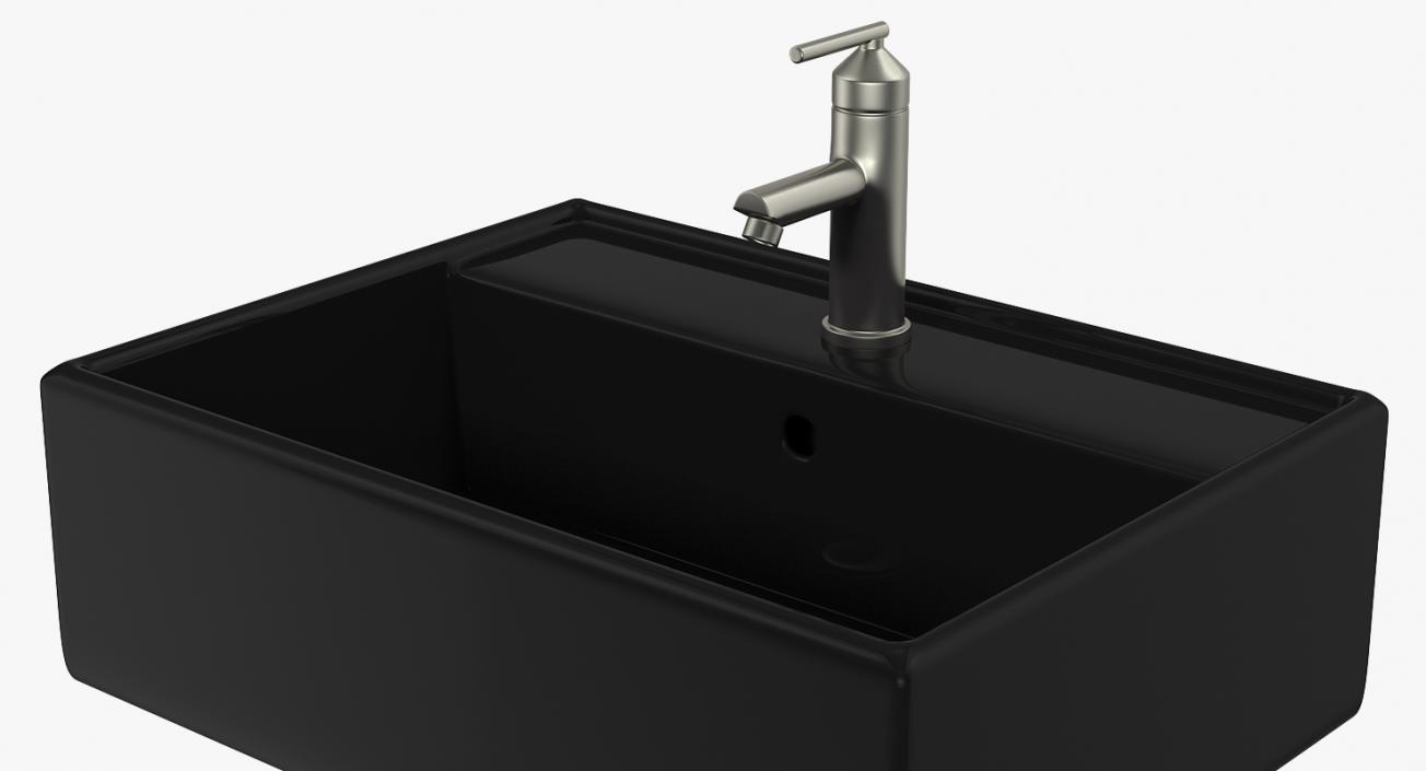 3D Bathroom Sink Modern Square Black model