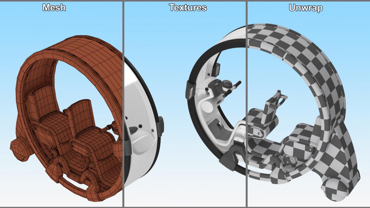 3D Sci-Fi Double Car Tube White model