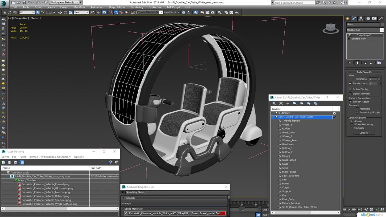 3D Sci-Fi Double Car Tube White model