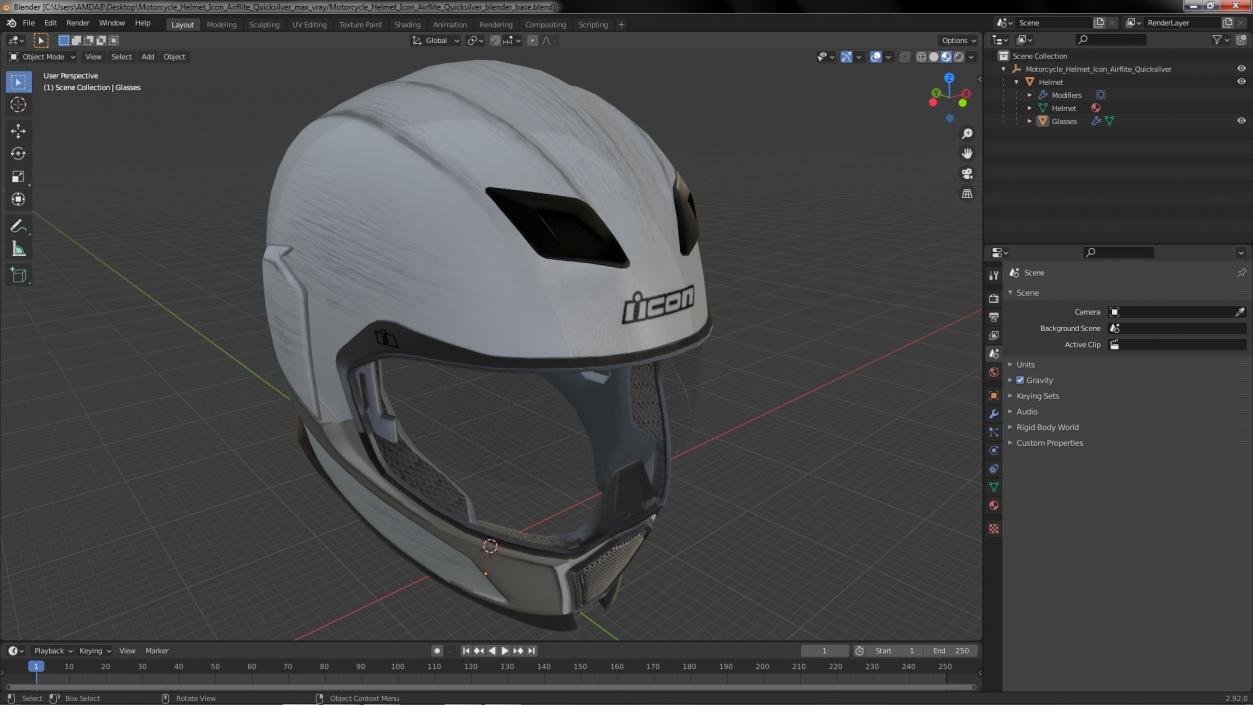 3D model Motorcycle Helmet Icon Airflite Quicksilver 2