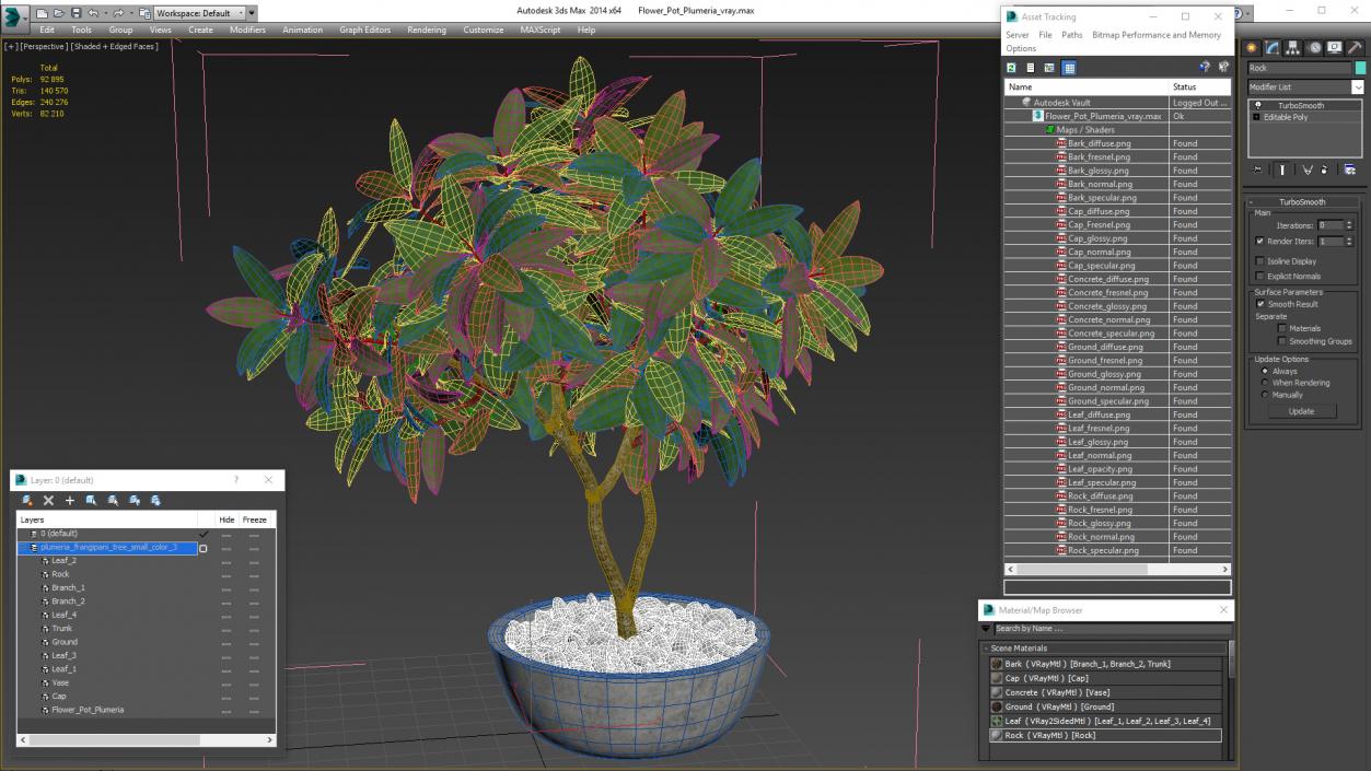 Flower Pot Plumeria 3D model