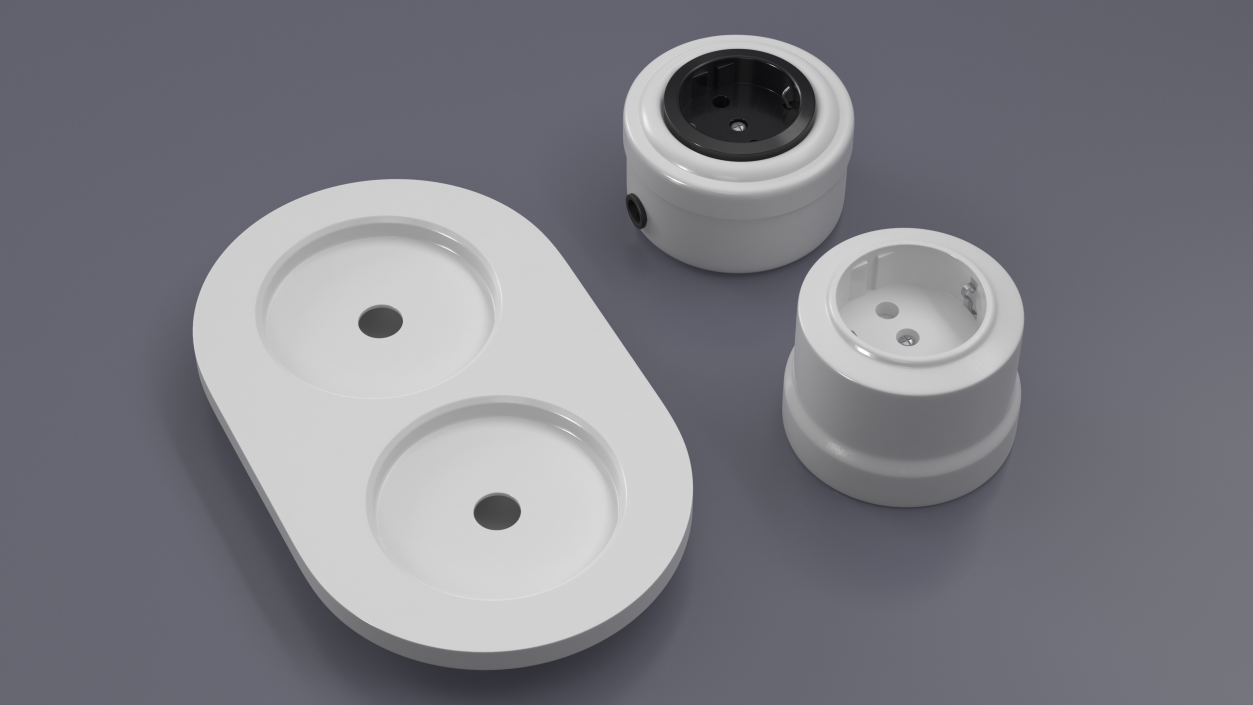 Ceramic Retro Sockets White 3D