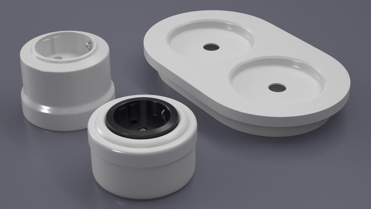 Ceramic Retro Sockets White 3D