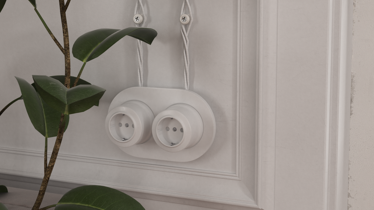 Ceramic Retro Sockets White 3D