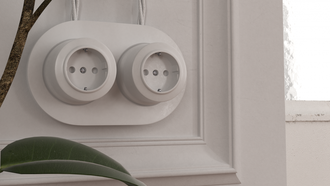 Ceramic Retro Sockets White 3D