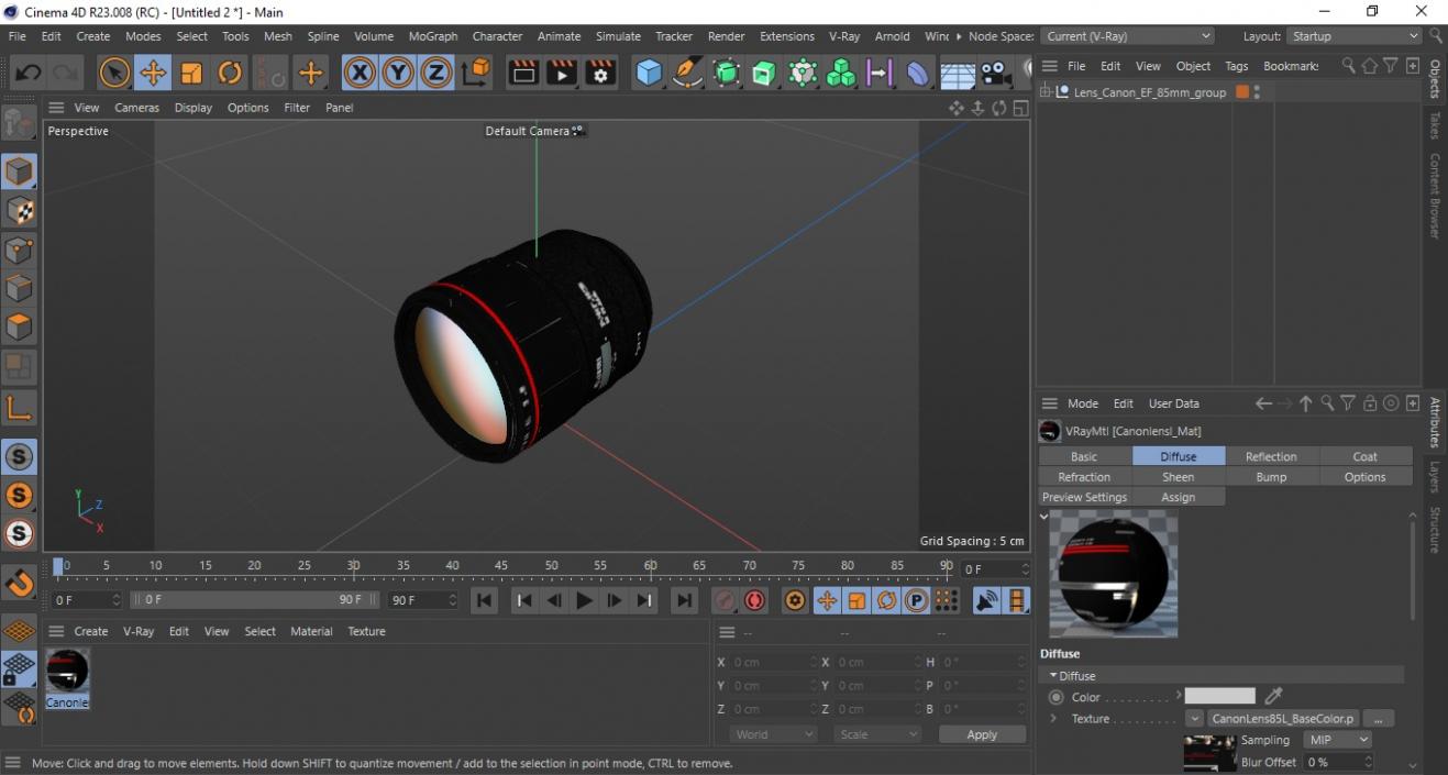 3D model Lens Canon EF 85mm 2