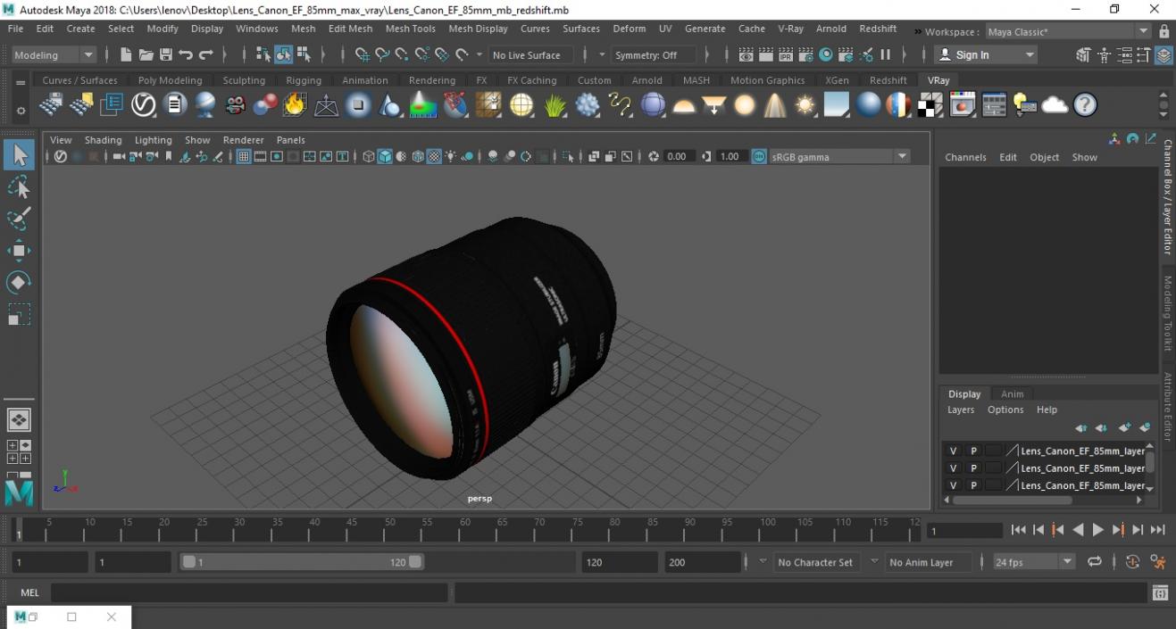 3D model Lens Canon EF 85mm 2