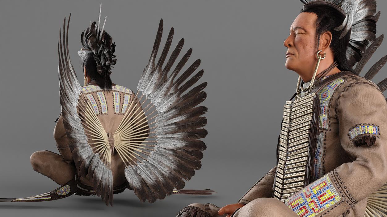 3D American Indian in Sitting Pose