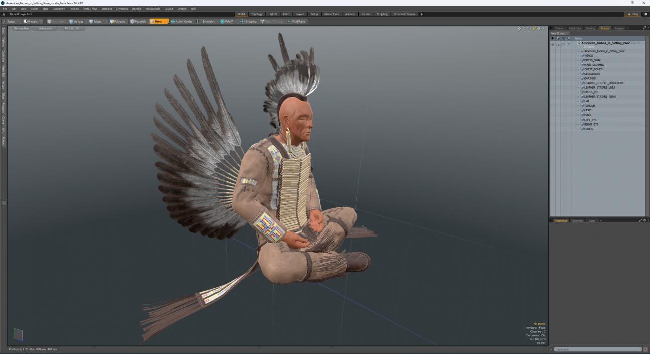 3D American Indian in Sitting Pose