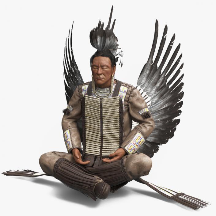 3D American Indian in Sitting Pose