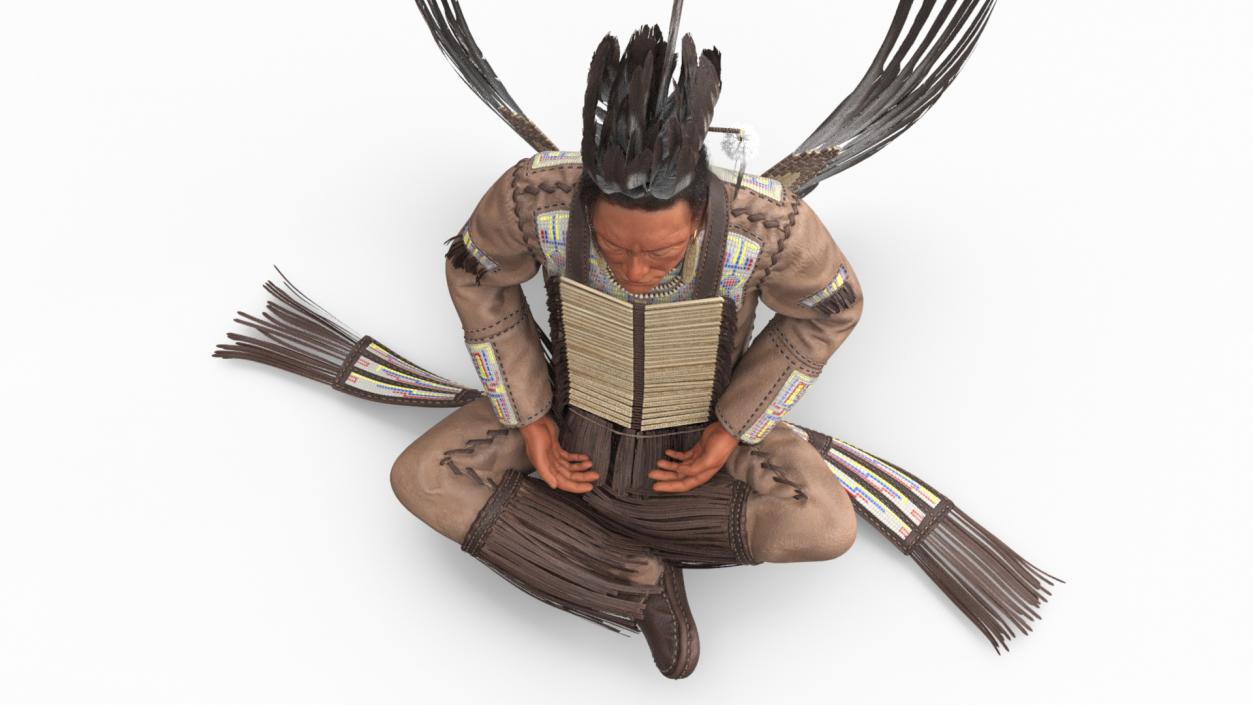 3D American Indian in Sitting Pose