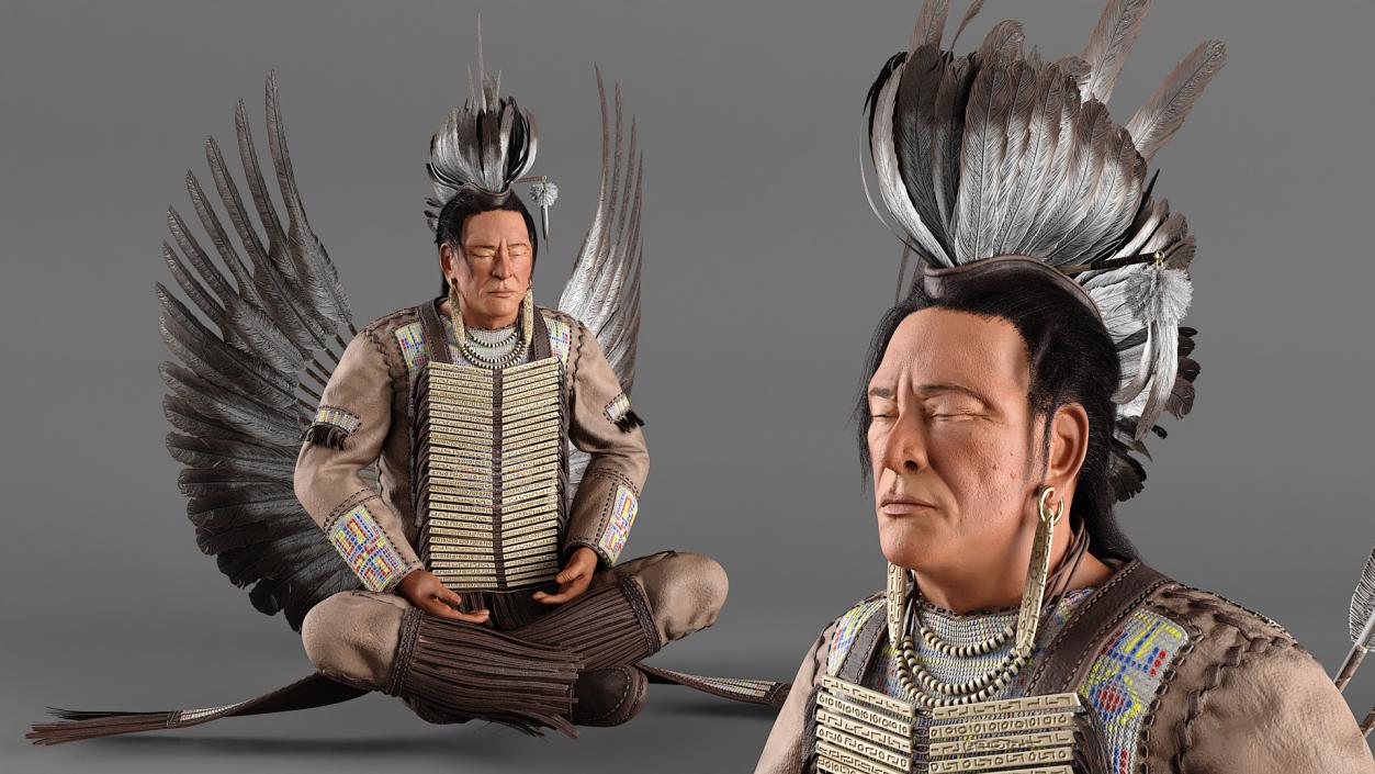 3D American Indian in Sitting Pose