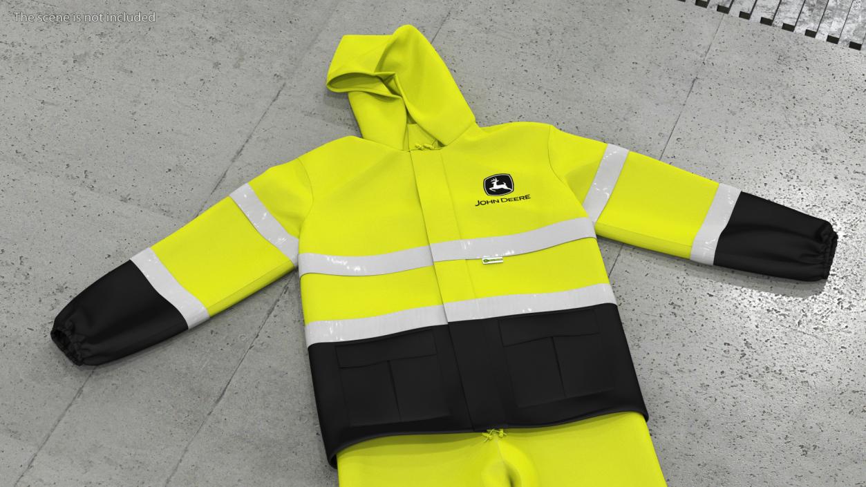 3D John Deere Safety Rain Suit High Visibility model