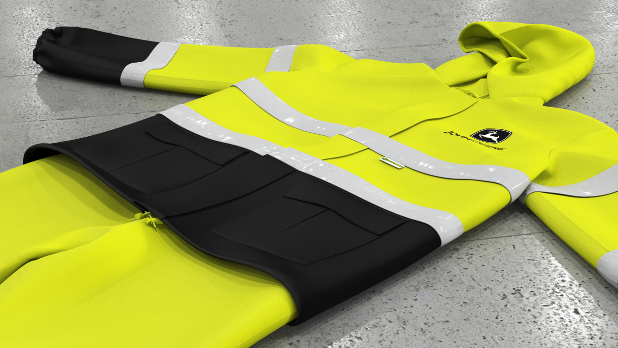 3D John Deere Safety Rain Suit High Visibility model